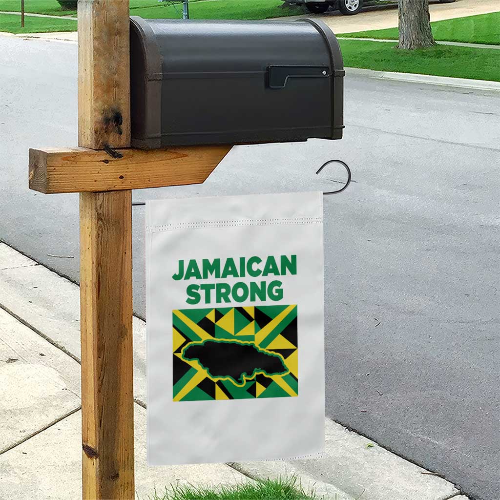 Jamaican Strong Resilience Geometric Flag Garden Flag Abstract Island Map and Heritage