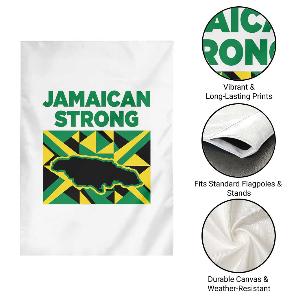 Jamaican Strong Resilience Geometric Flag Garden Flag Abstract Island Map and Heritage