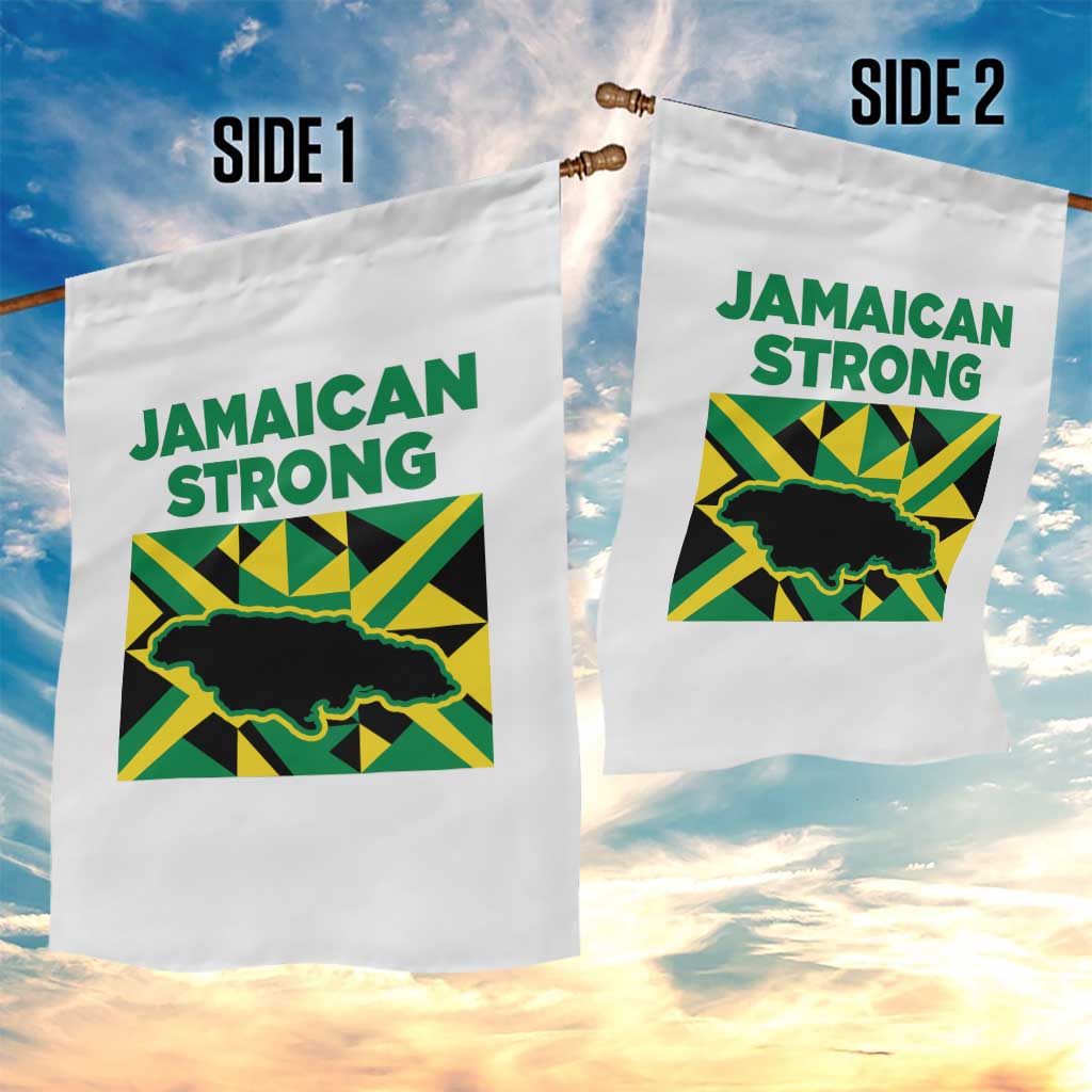 Jamaican Strong Resilience Geometric Flag Garden Flag Abstract Island Map and Heritage