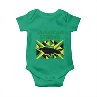 Jamaican Strong Resilience Geometric Flag Baby Onesie Abstract Island Map and Heritage