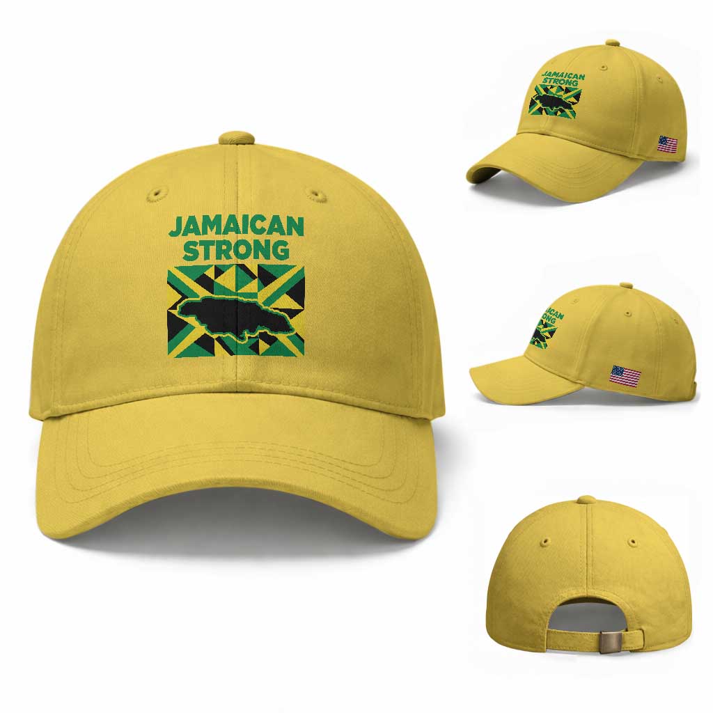 Jamaican Strong Resilience Geometric Flag Baseball Cap Abstract Island Map and Heritage