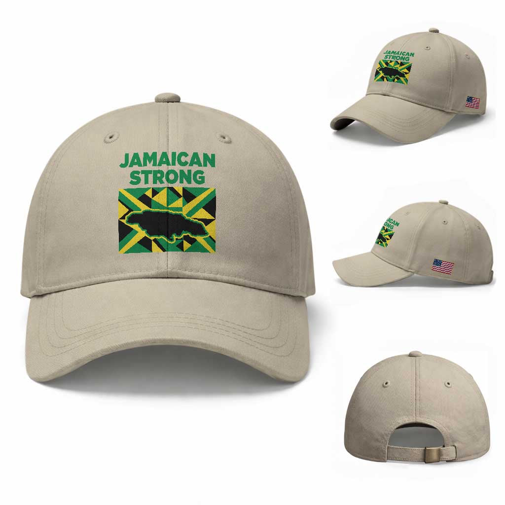 Jamaican Strong Resilience Geometric Flag Baseball Cap Abstract Island Map and Heritage