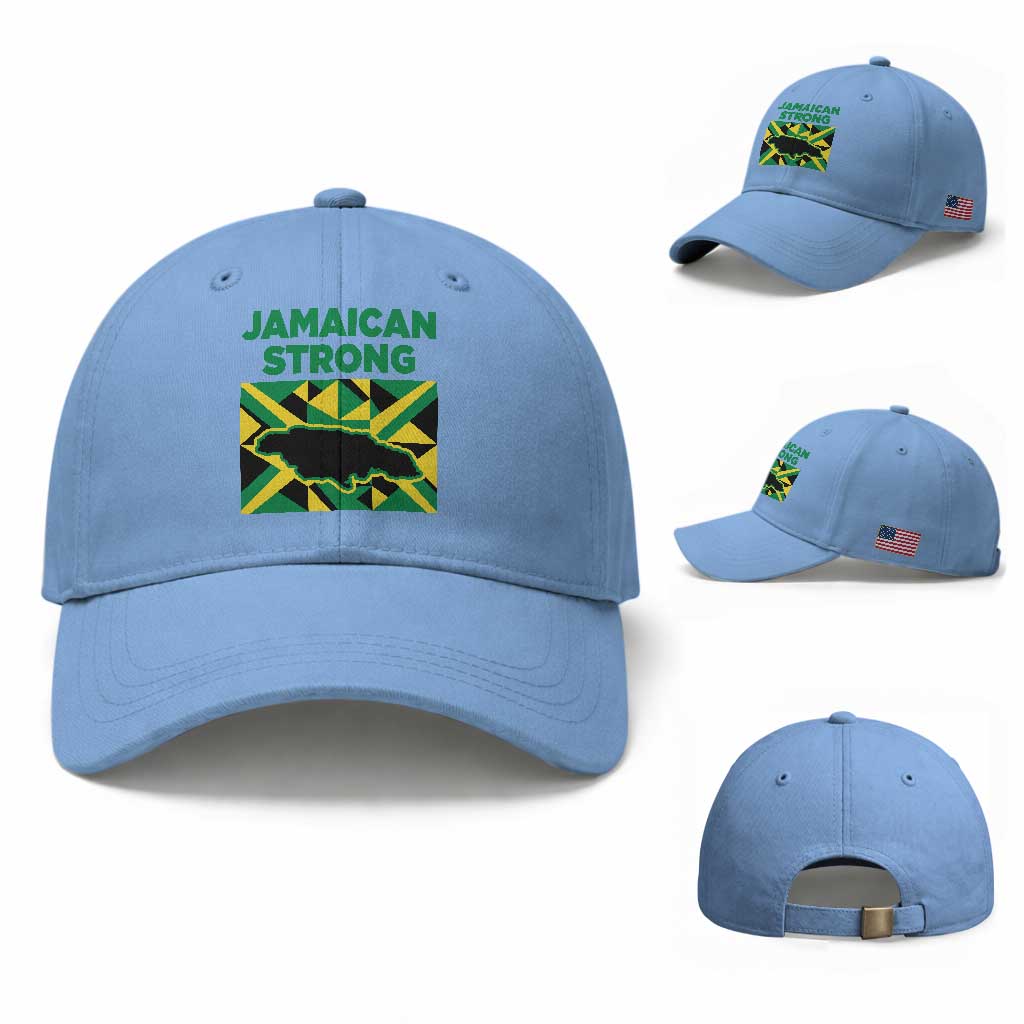 Jamaican Strong Resilience Geometric Flag Baseball Cap Abstract Island Map and Heritage