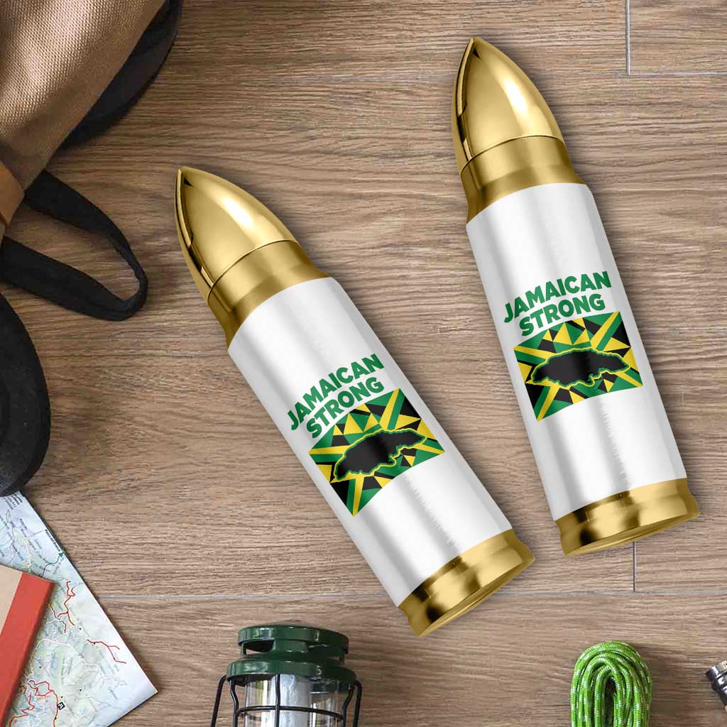 Jamaican Strong Resilience Geometric Flag Bullet Tumbler Abstract Island Map and Heritage