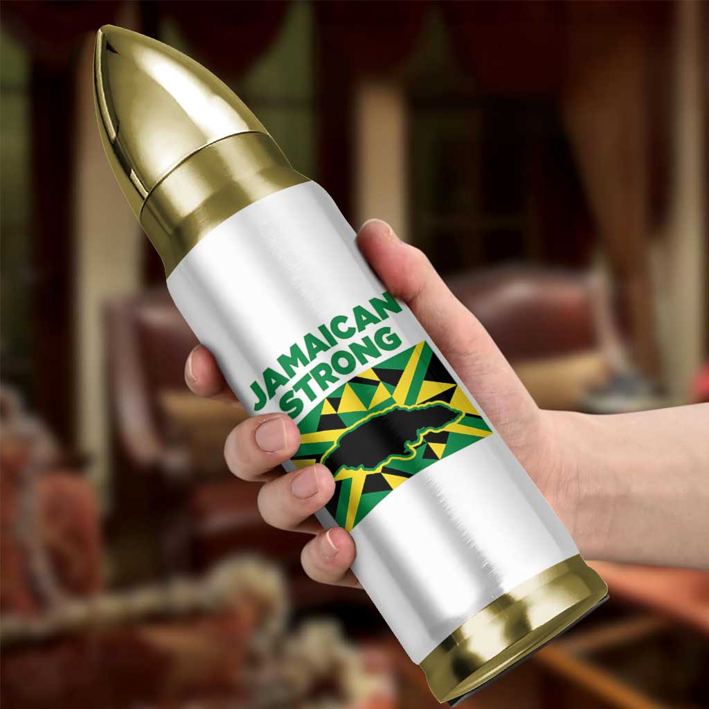 Jamaican Strong Resilience Geometric Flag Bullet Tumbler Abstract Island Map and Heritage