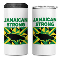 Jamaican Strong Resilience Geometric Flag 4 in 1 Can Cooler Tumbler Abstract Island Map and Heritage