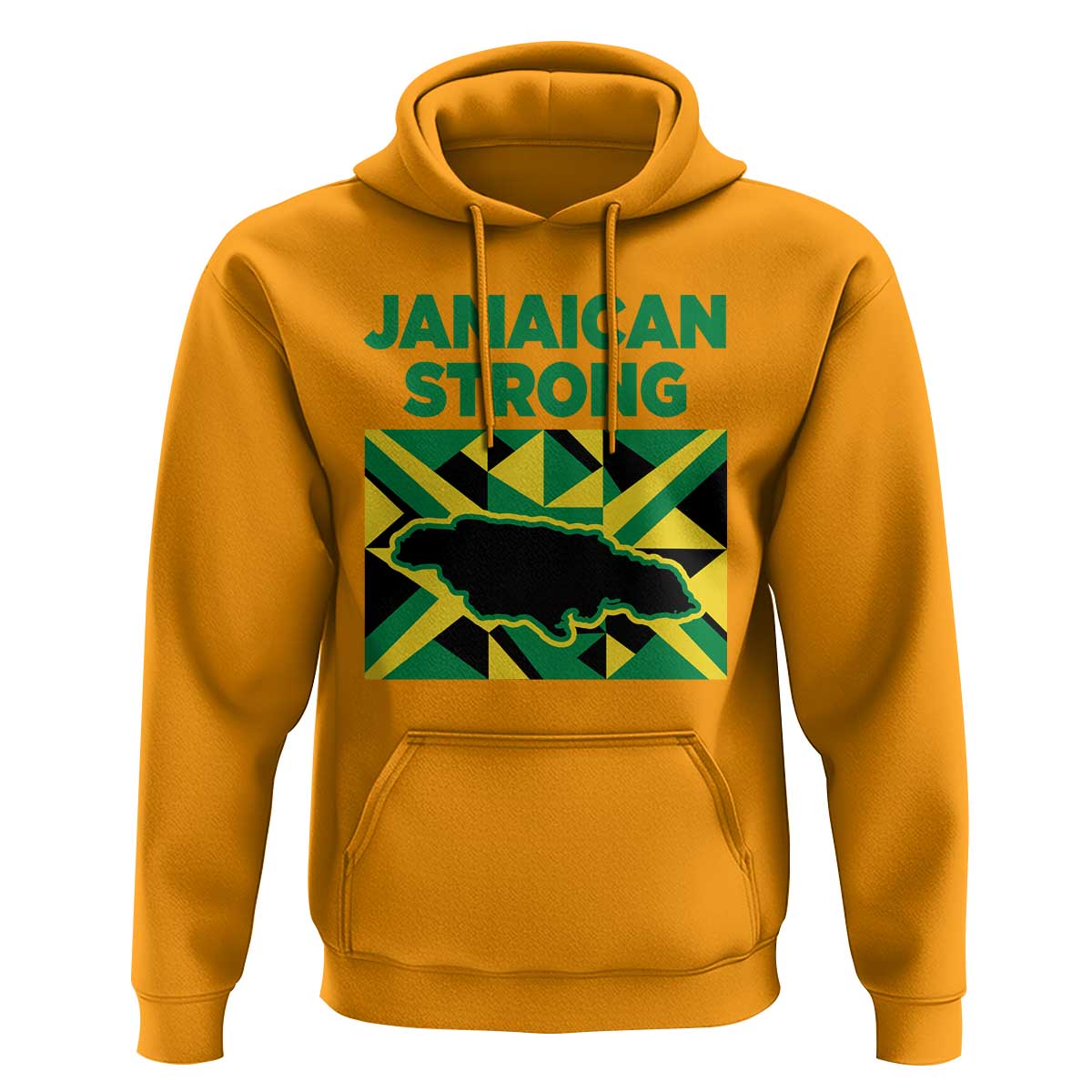 Jamaican Strong Resilience Geometric Flag Hoodie Abstract Island Map and Heritage