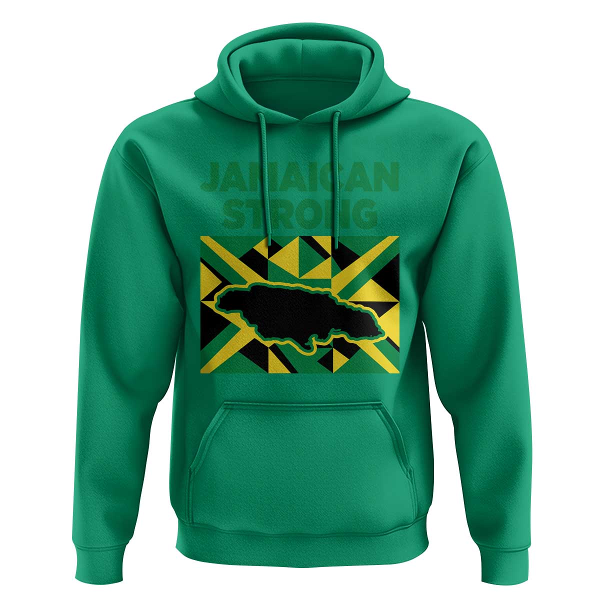 Jamaican Strong Resilience Geometric Flag Hoodie Abstract Island Map and Heritage