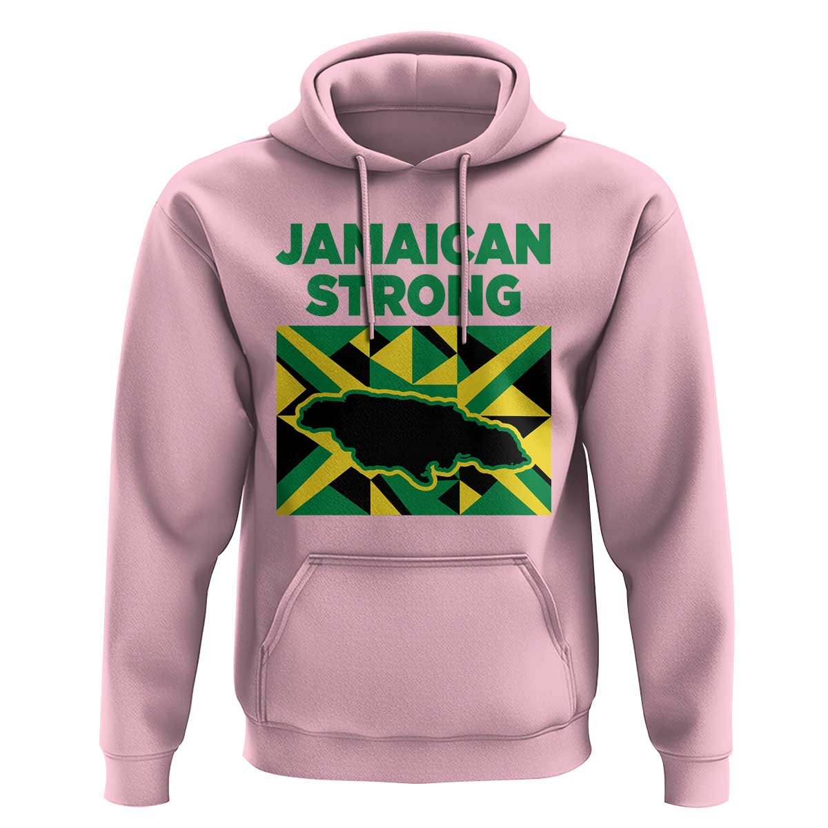 Jamaican Strong Resilience Geometric Flag Hoodie Abstract Island Map and Heritage