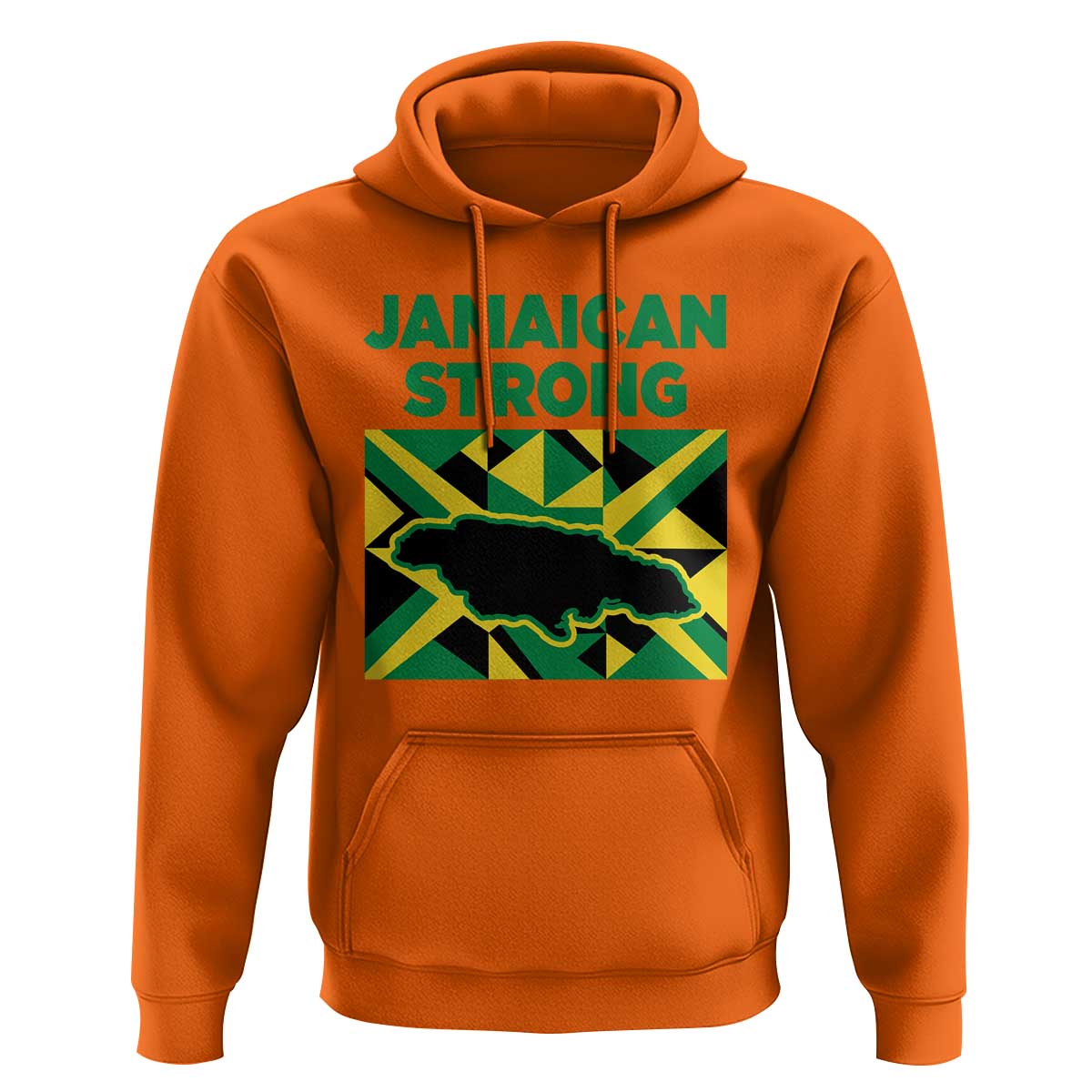 Jamaican Strong Resilience Geometric Flag Hoodie Abstract Island Map and Heritage