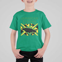Jamaican Strong Resilience Geometric Flag T Shirt For Kid Abstract Island Map and Heritage