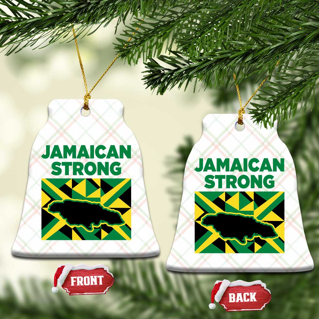 Jamaican Strong Resilience Geometric Flag Ceramic Ornament Abstract Island Map and Heritage
