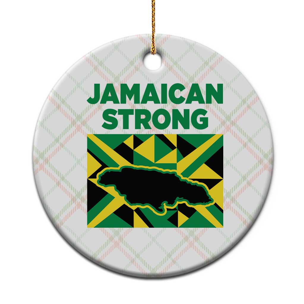 Jamaican Strong Resilience Geometric Flag Ceramic Ornament Abstract Island Map and Heritage