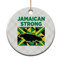 Jamaican Strong Resilience Geometric Flag Ceramic Ornament Abstract Island Map and Heritage