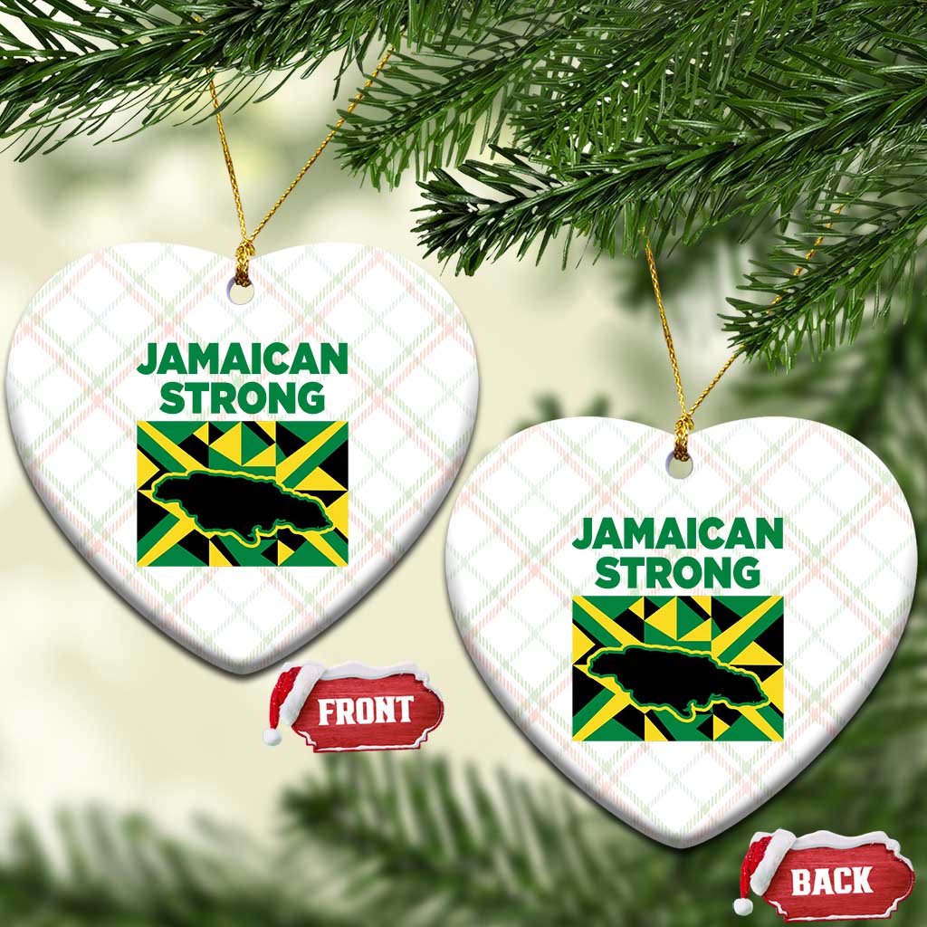 Jamaican Strong Resilience Geometric Flag Ceramic Ornament Abstract Island Map and Heritage