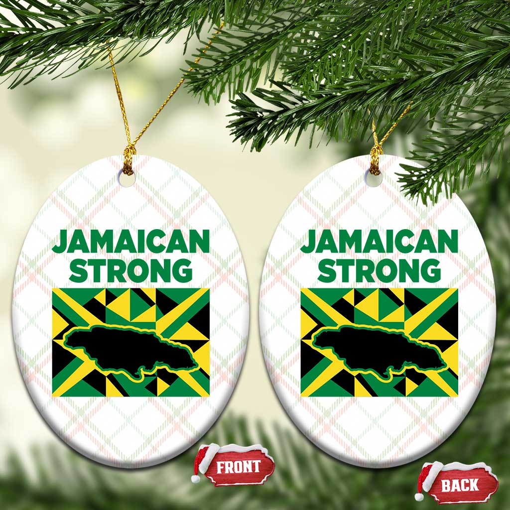 Jamaican Strong Resilience Geometric Flag Ceramic Ornament Abstract Island Map and Heritage