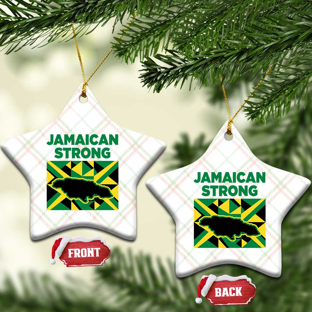 Jamaican Strong Resilience Geometric Flag Ceramic Ornament Abstract Island Map and Heritage
