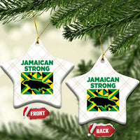Jamaican Strong Resilience Geometric Flag Ceramic Ornament Abstract Island Map and Heritage