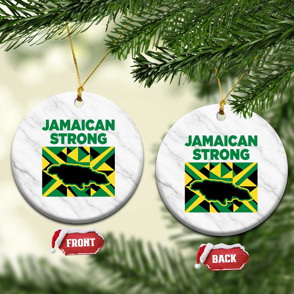 Jamaican Strong Resilience Geometric Flag Ceramic Ornament Abstract Island Map and Heritage