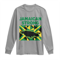 Jamaican Strong Resilience Geometric Flag Long Sleeve Shirt Abstract Island Map and Heritage