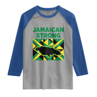 Jamaican Strong Resilience Geometric Flag Raglan Shirt Abstract Island Map and Heritage