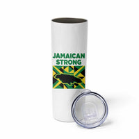 Jamaican Strong Resilience Geometric Flag Skinny Tumbler Abstract Island Map and Heritage
