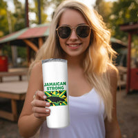 Jamaican Strong Resilience Geometric Flag Skinny Tumbler Abstract Island Map and Heritage