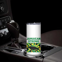 Jamaican Strong Resilience Geometric Flag Skinny Tumbler Abstract Island Map and Heritage
