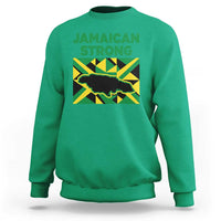 Jamaican Strong Resilience Geometric Flag Sweatshirt Abstract Island Map and Heritage