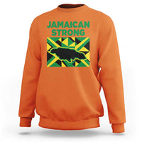 Jamaican Strong Resilience Geometric Flag Sweatshirt Abstract Island Map and Heritage