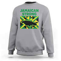 Jamaican Strong Resilience Geometric Flag Sweatshirt Abstract Island Map and Heritage