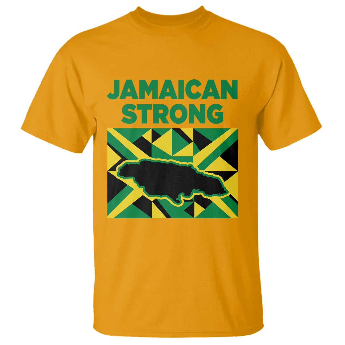 Jamaican Strong Resilience Geometric Flag T Shirt Abstract Island Map and Heritage