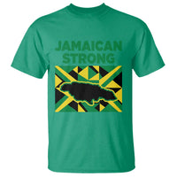 Jamaican Strong Resilience Geometric Flag T Shirt Abstract Island Map and Heritage