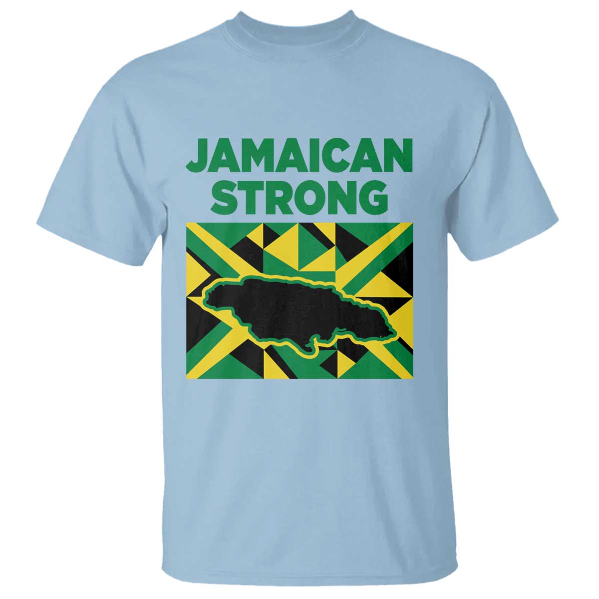 Jamaican Strong Resilience Geometric Flag T Shirt Abstract Island Map and Heritage