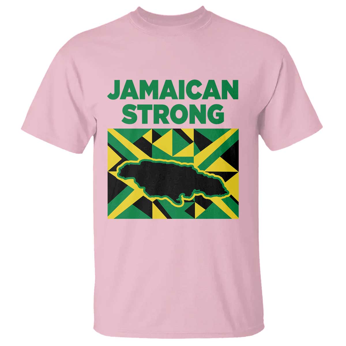 Jamaican Strong Resilience Geometric Flag T Shirt Abstract Island Map and Heritage