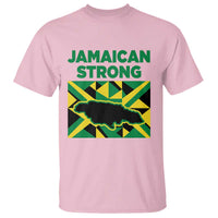 Jamaican Strong Resilience Geometric Flag T Shirt Abstract Island Map and Heritage