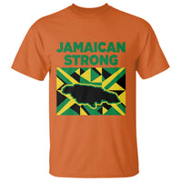 Jamaican Strong Resilience Geometric Flag T Shirt Abstract Island Map and Heritage