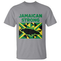 Jamaican Strong Resilience Geometric Flag T Shirt Abstract Island Map and Heritage