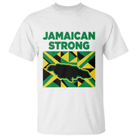 Jamaican Strong Resilience Geometric Flag T Shirt Abstract Island Map and Heritage
