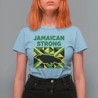 Jamaican Strong Resilience Geometric Flag T Shirt For Women Abstract Island Map and Heritage