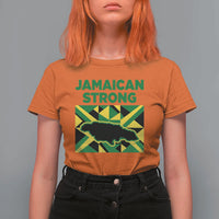 Jamaican Strong Resilience Geometric Flag T Shirt For Women Abstract Island Map and Heritage