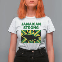 Jamaican Strong Resilience Geometric Flag T Shirt For Women Abstract Island Map and Heritage