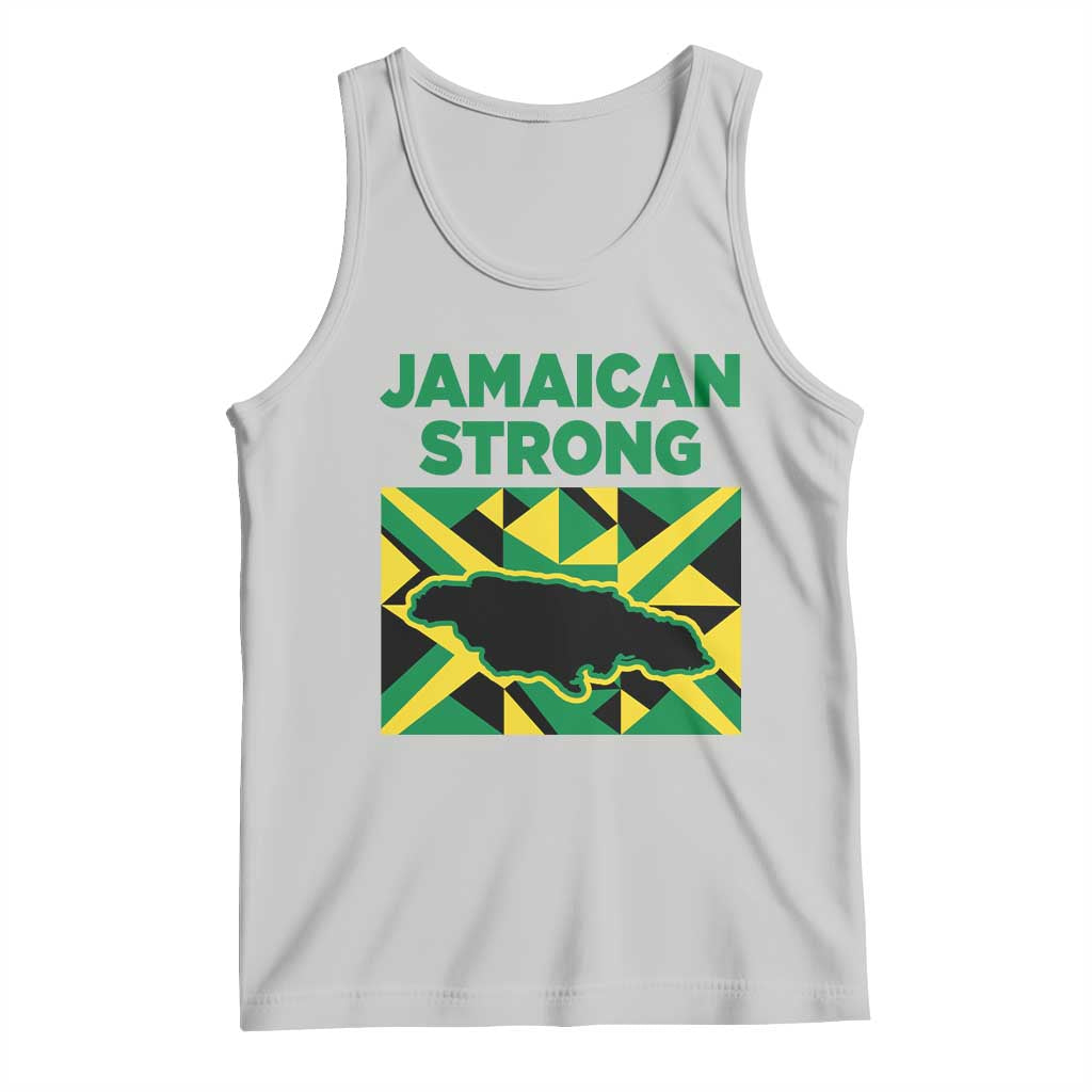 Jamaican Strong Resilience Geometric Flag Tank Top Abstract Island Map and Heritage