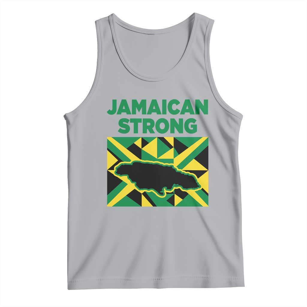 Jamaican Strong Resilience Geometric Flag Tank Top Abstract Island Map and Heritage