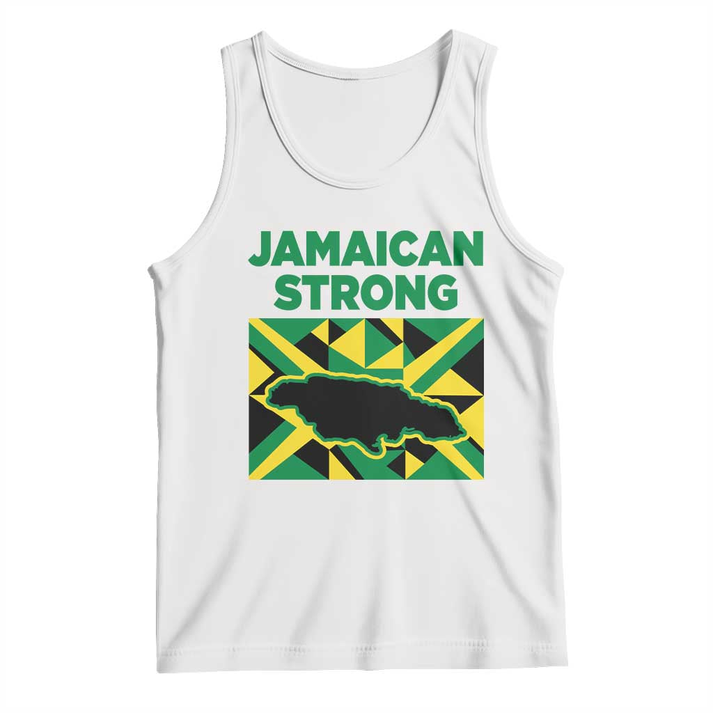 Jamaican Strong Resilience Geometric Flag Tank Top Abstract Island Map and Heritage