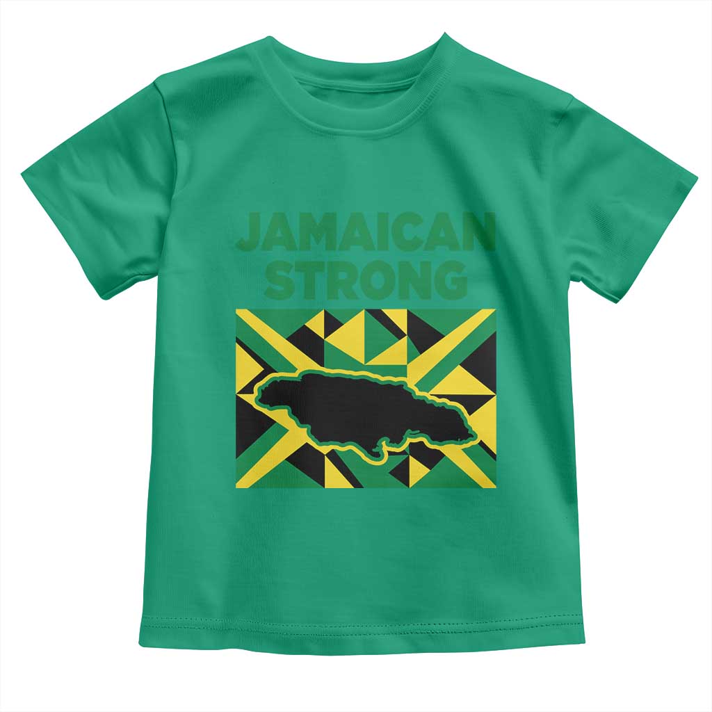 Jamaican Strong Resilience Geometric Flag Toddler T Shirt Abstract Island Map and Heritage