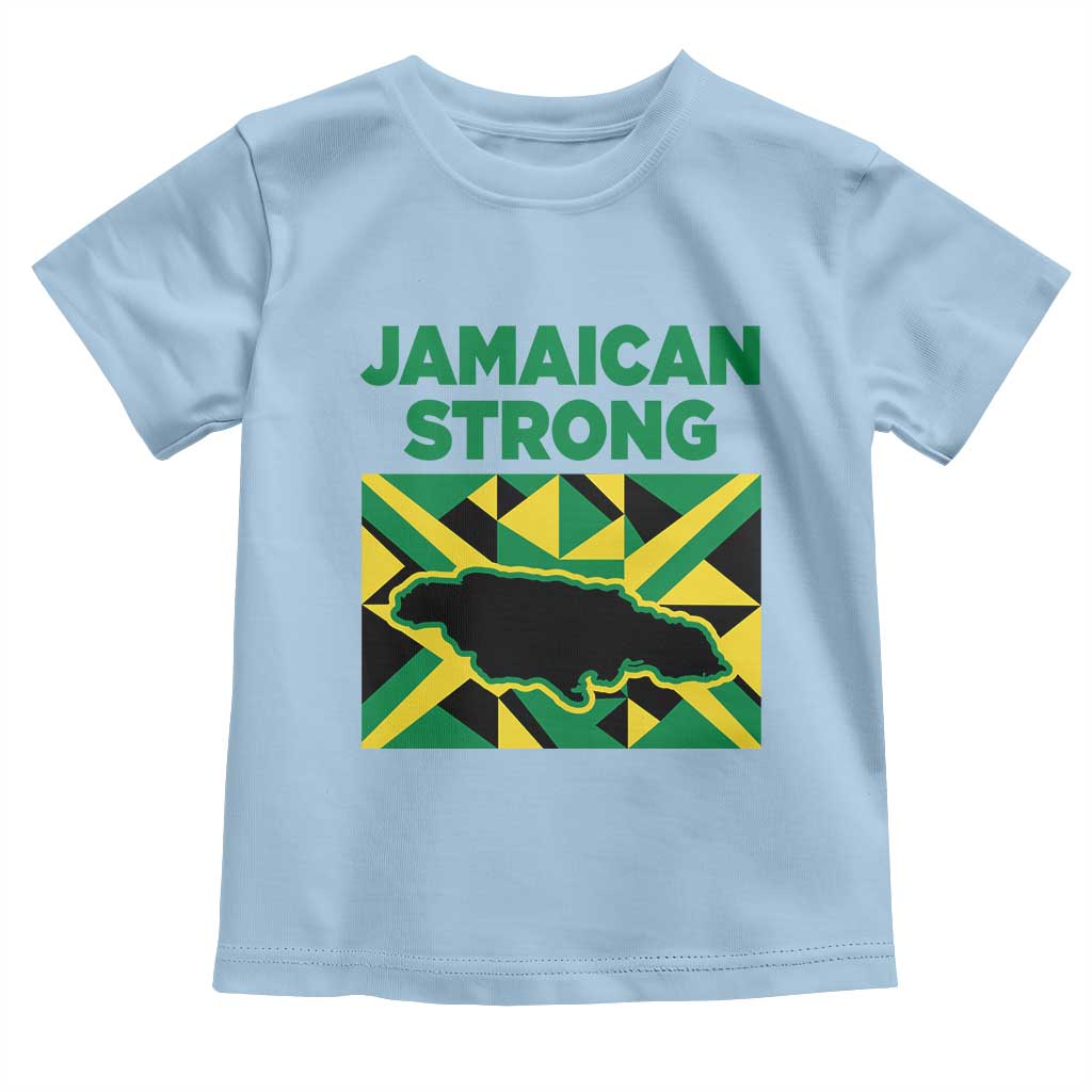 Jamaican Strong Resilience Geometric Flag Toddler T Shirt Abstract Island Map and Heritage