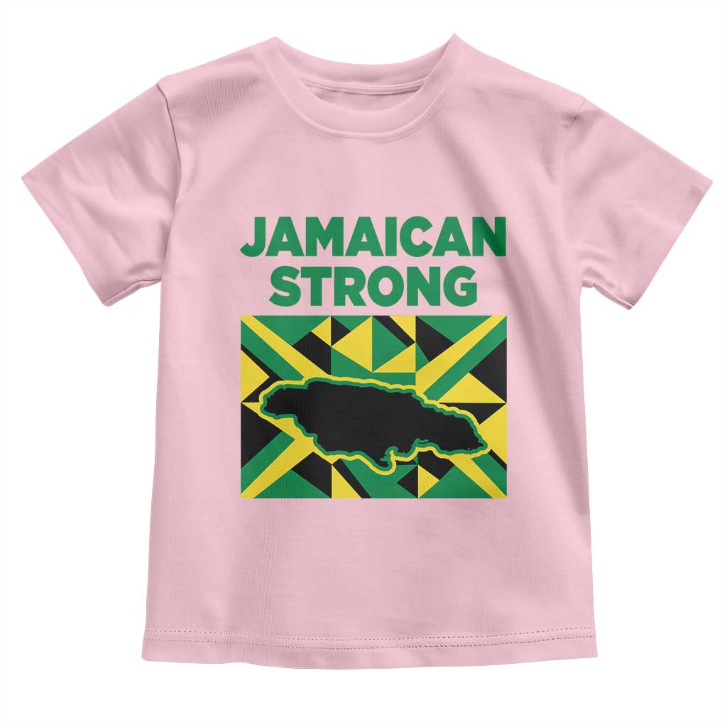 Jamaican Strong Resilience Geometric Flag Toddler T Shirt Abstract Island Map and Heritage