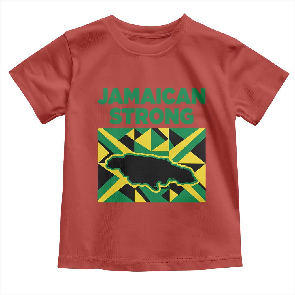 Jamaican Strong Resilience Geometric Flag Toddler T Shirt Abstract Island Map and Heritage