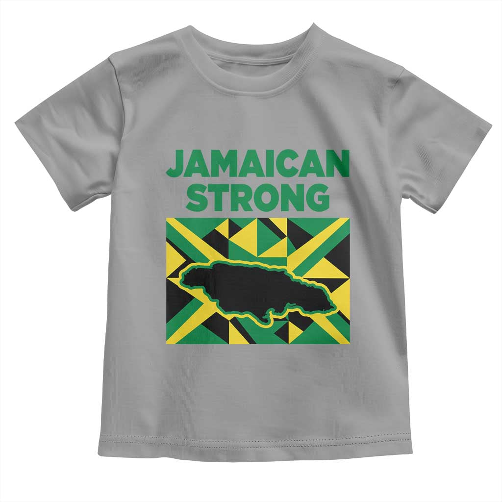 Jamaican Strong Resilience Geometric Flag Toddler T Shirt Abstract Island Map and Heritage